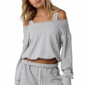 Aerie Gray Off-the-Shoulder Sweater